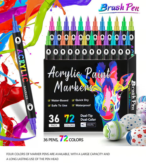 🎨Christmas Sale $19.99🔥 Dual Tip Acrylic Paint Markers - 24/48/72 Colors