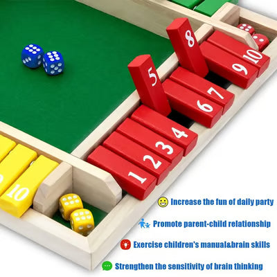 🏆🎁 Wooden Shut the Box Game – Family Party Dice Game for Kids & Adults | Math & Strategy Fun