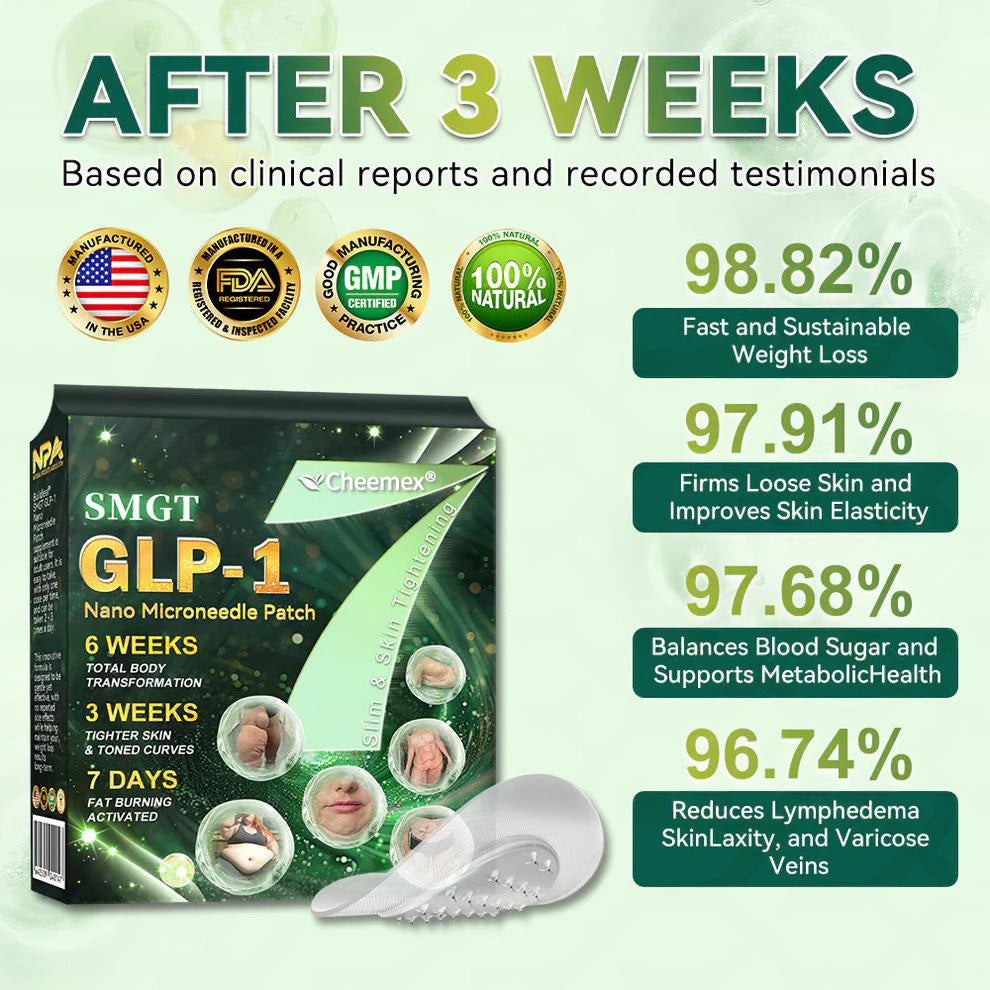 Mayo Clinic Recommended I Official Store | Cheemex® SMGT-GLP-1 Nano Microneedle Patch with Collagen Peptides &Matrixyl 3000