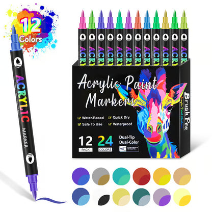 🎨Christmas Sale $19.99🔥 Dual Tip Acrylic Paint Markers - 24/48/72 Colors