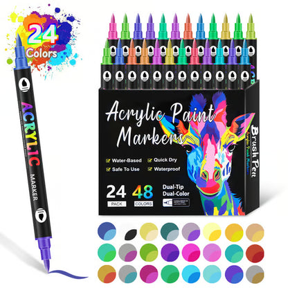 🎨Christmas Sale $19.99🔥 Dual Tip Acrylic Paint Markers - 24/48/72 Colors