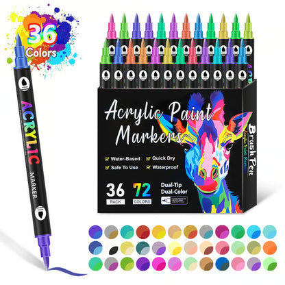 🎨Christmas Sale $19.99🔥 Dual Tip Acrylic Paint Markers - 24/48/72 Colors